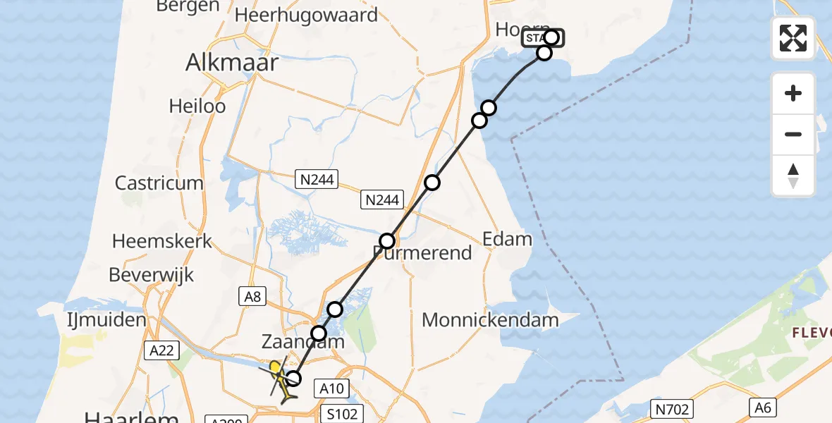 Routekaart van de vlucht: Lifeliner 1 naar Amsterdam Heliport, Opperweg