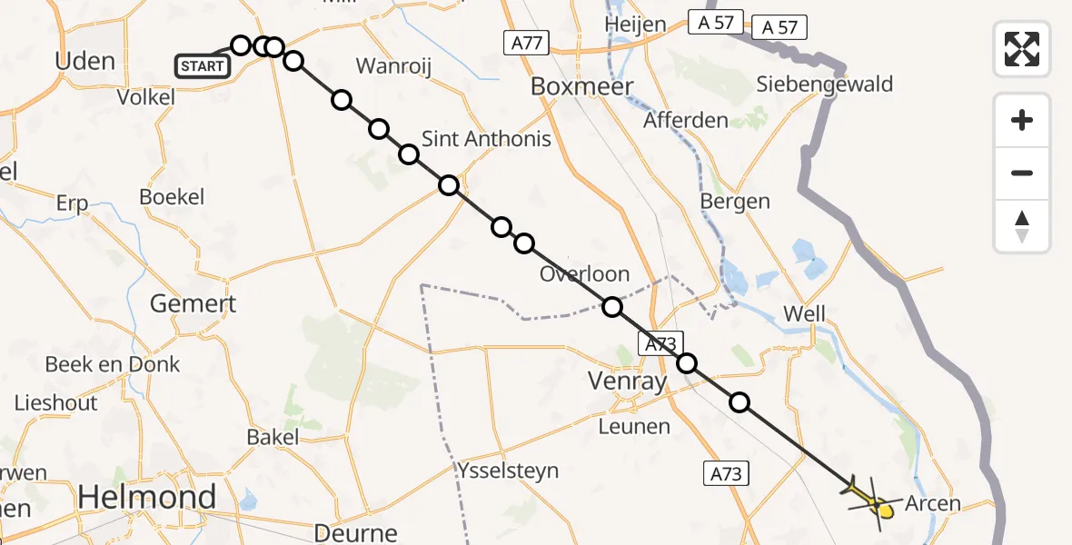 Routekaart van de vlucht: Lifeliner 3 naar Broekhuizen, Volkelseweg
