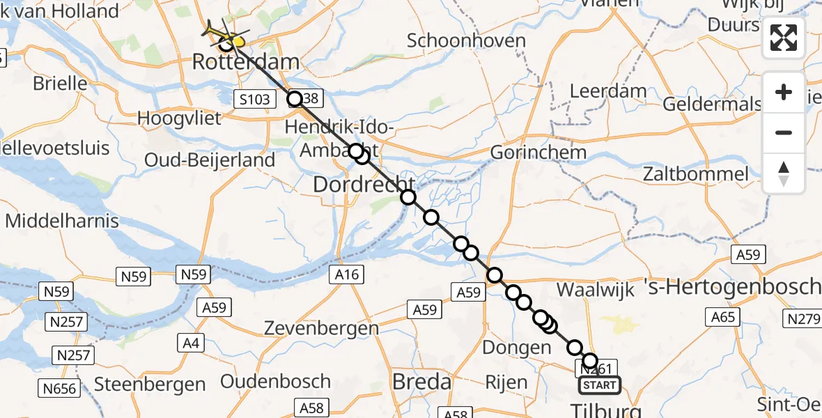 Routekaart van de vlucht: Lifeliner 2 naar Rotterdam The Hague Airport, Kapelmeesterlaan