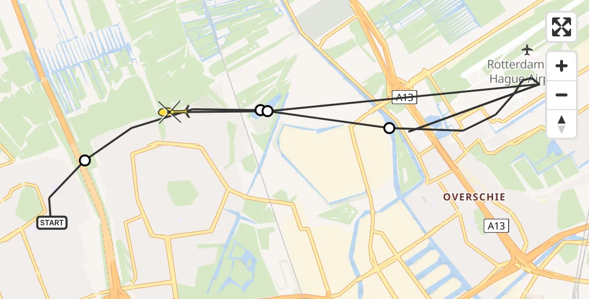 Routekaart van de vlucht: Lifeliner 2 naar Schiedam, Slot Assumburgpad