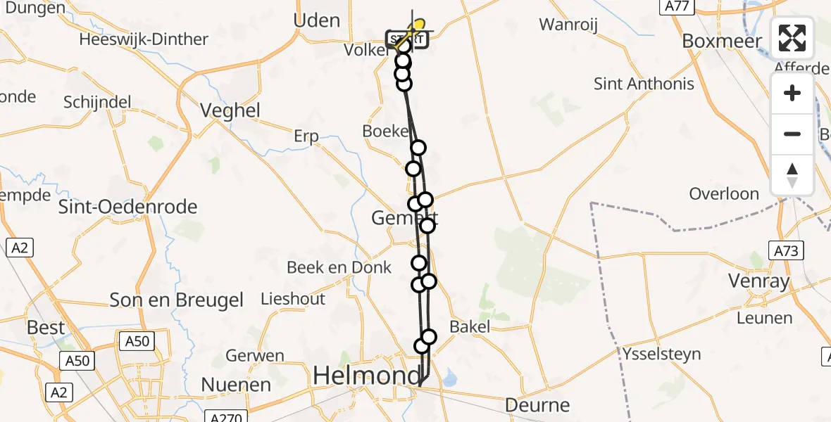 Routekaart van de vlucht: Lifeliner 3 naar Vliegbasis Volkel, Oosterheidestraat