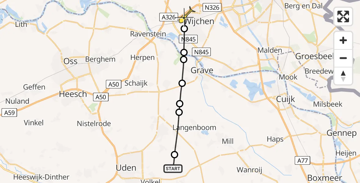 Routekaart van de vlucht: Lifeliner 3 naar Wijchen, Trentse Bossen
