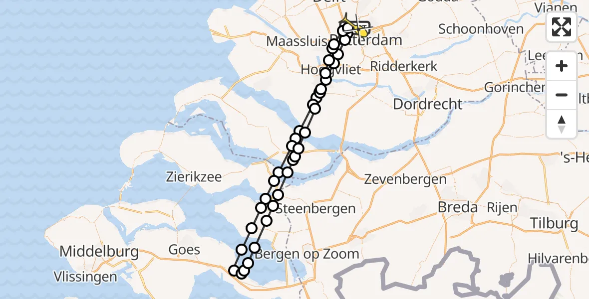 Routekaart van de vlucht: Lifeliner 2 naar Rotterdam The Hague Airport, Achterdijk