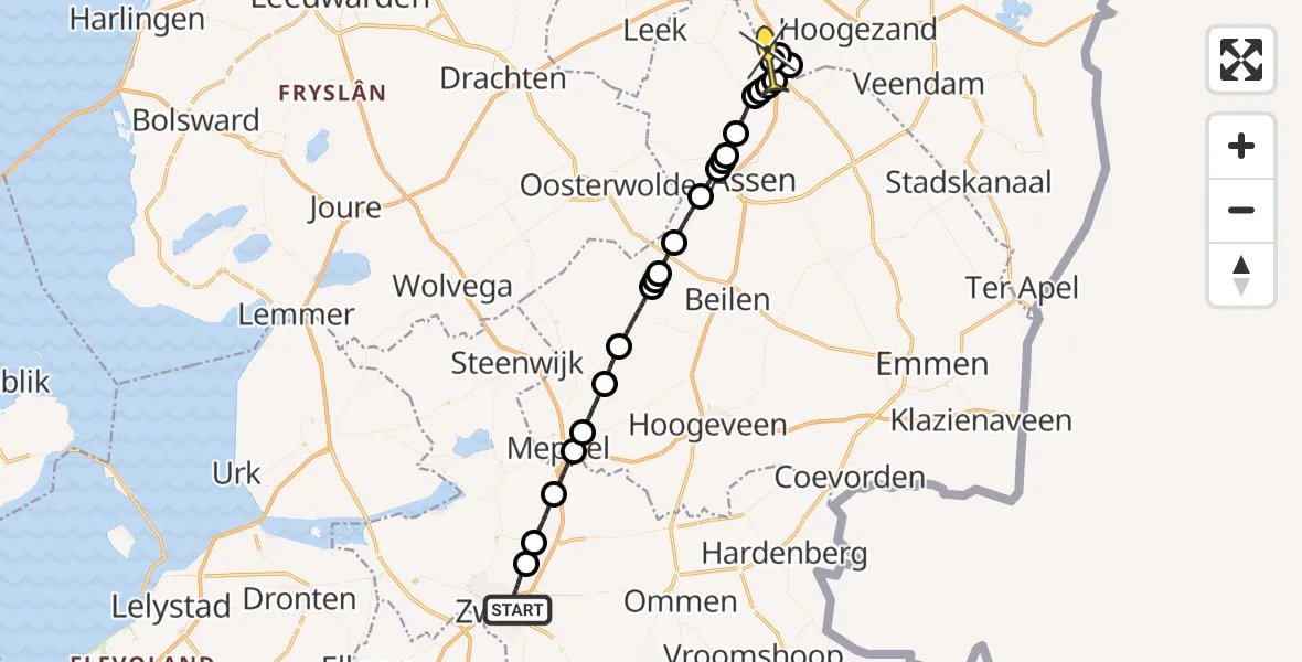 Routekaart van de vlucht: Lifeliner 4 naar Groningen Airport Eelde, Meppelerstraatweg