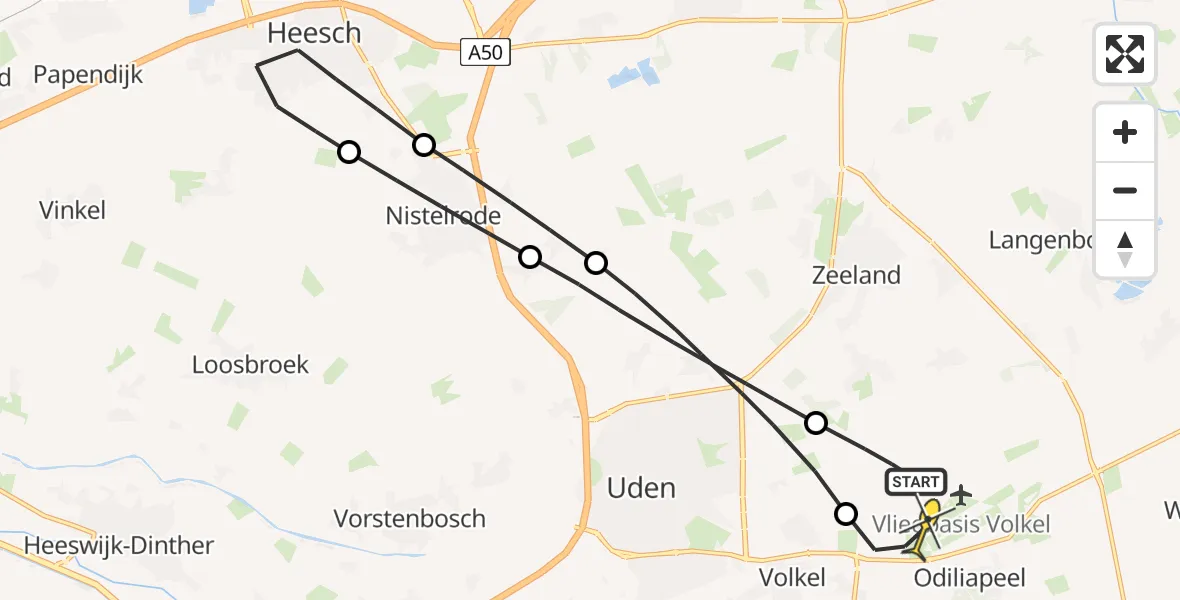 Routekaart van de vlucht: Lifeliner 3 naar Vliegbasis Volkel, De Bunders