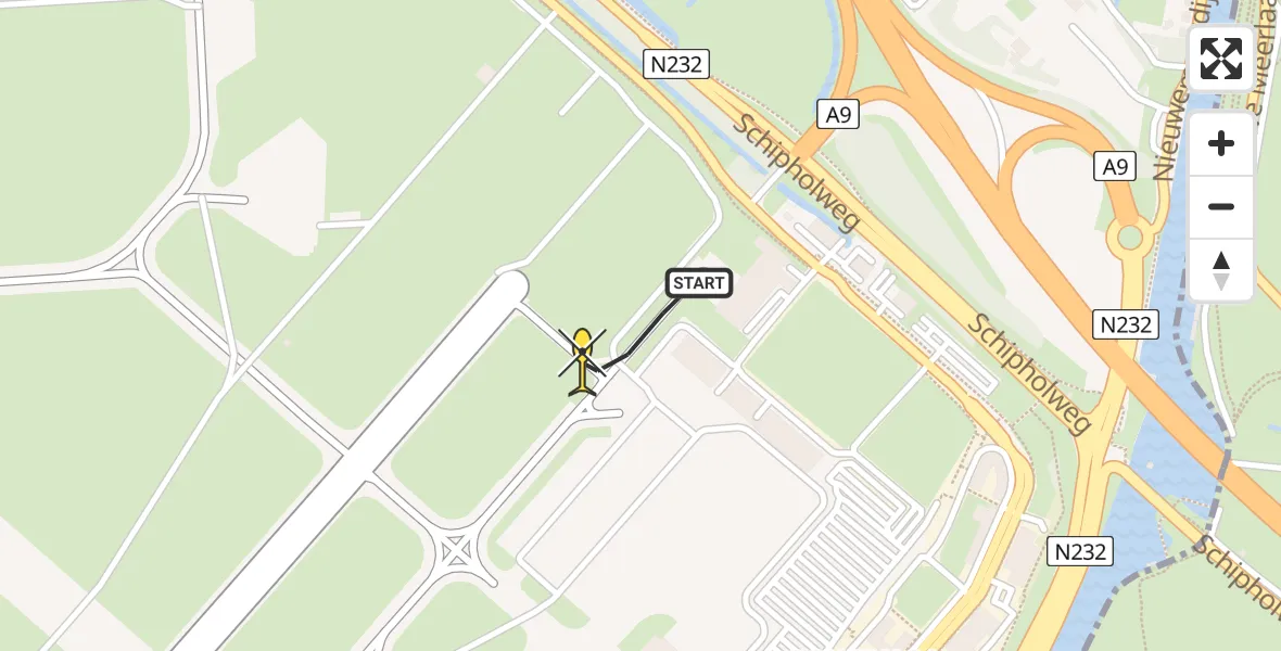 Vluchtroute Politiehelikopter van Schiphol naar Schiphol