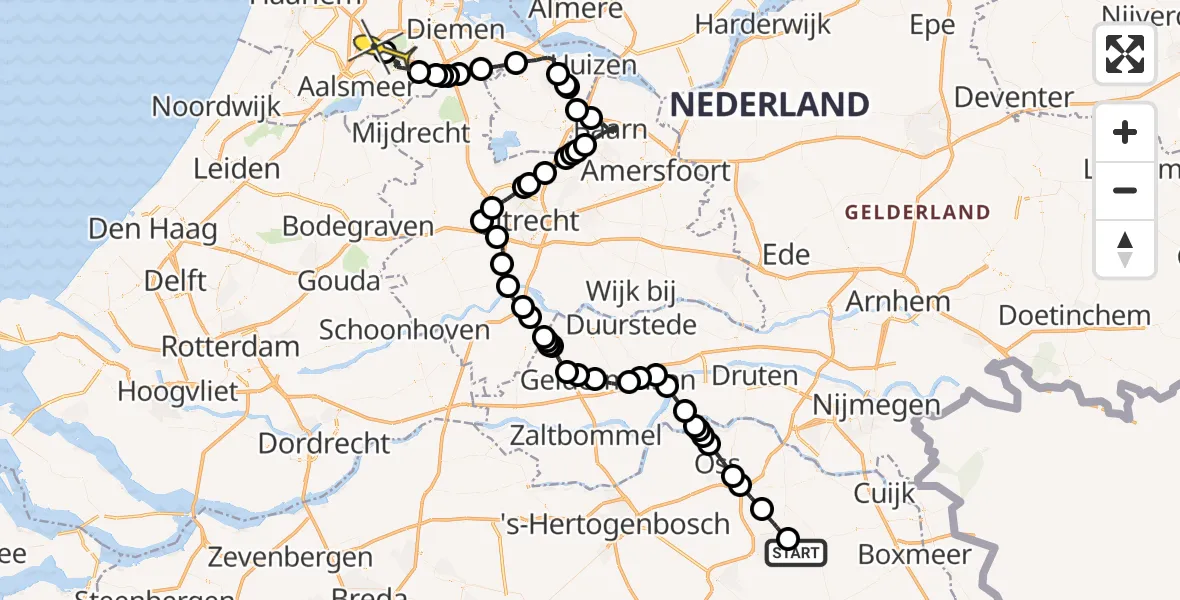 Routekaart van de vlucht: Politieheli naar Schiphol, Zeelandsedijk