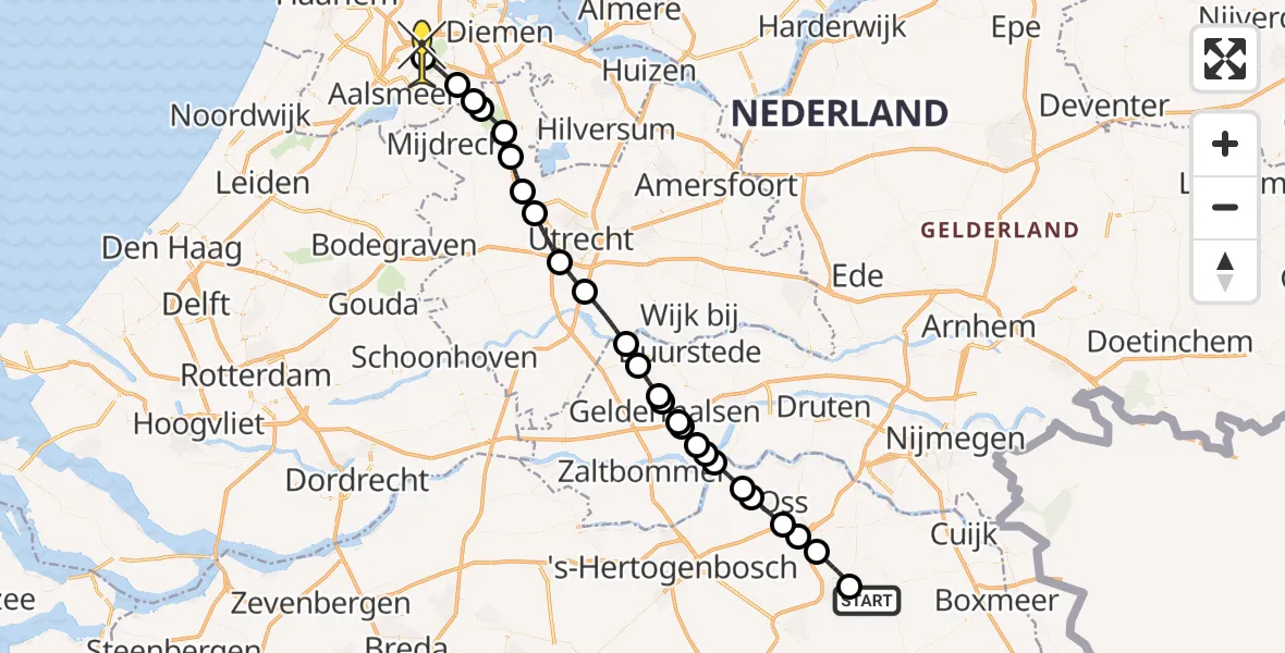 Routekaart van de vlucht: Politieheli naar Schiphol, Kromstraat