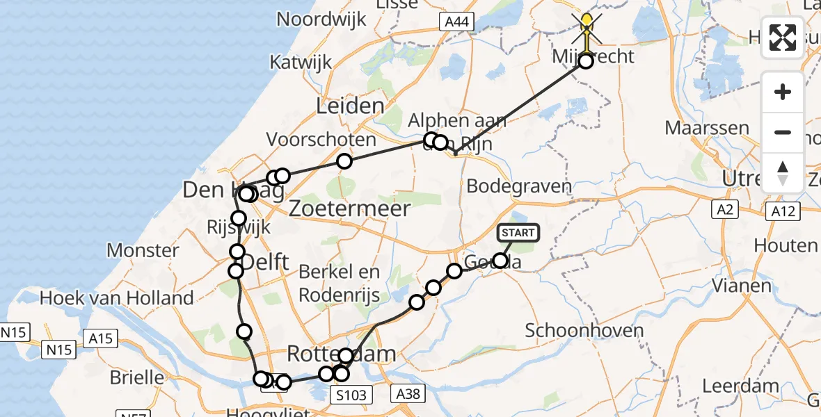 Routekaart van de vlucht: Politieheli naar Mijdrecht, Burgemeester Martenssingel