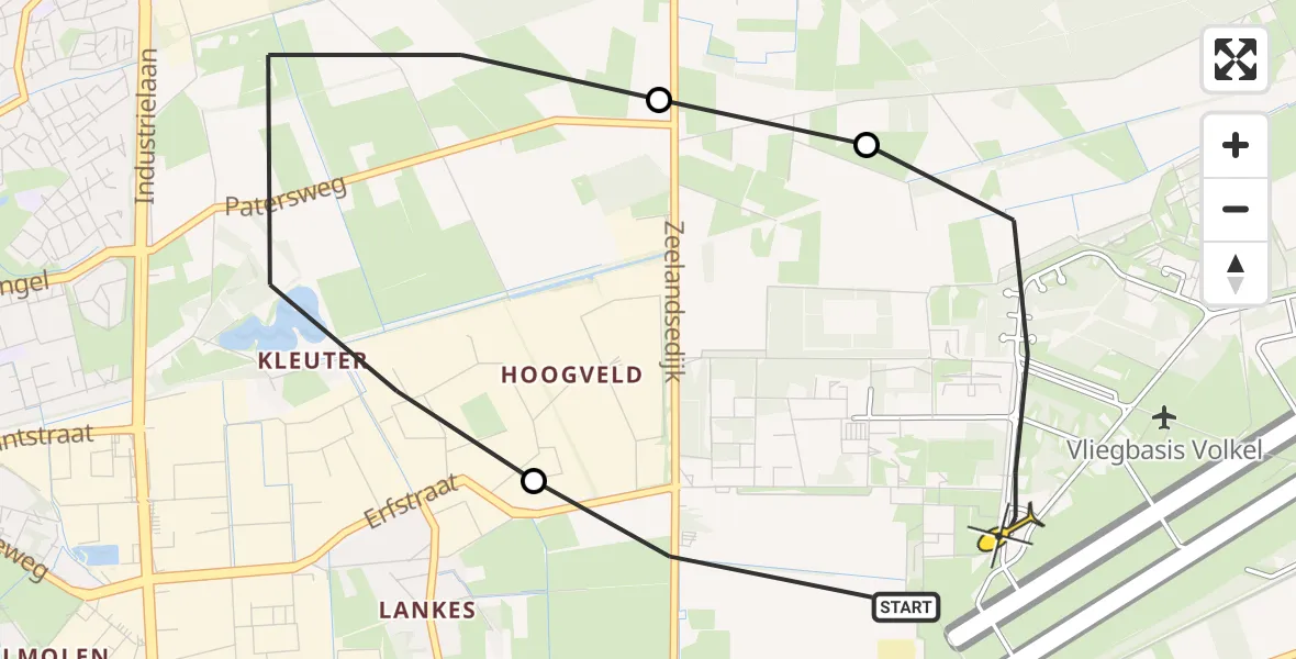 Routekaart van de vlucht: Lifeliner 3 naar Vliegbasis Volkel, Mandenmakerstraat