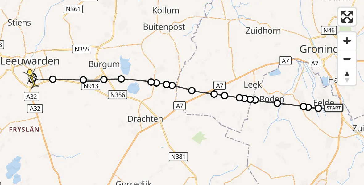 Routekaart van de vlucht: Lifeliner 4 naar Goutum, Molenweg