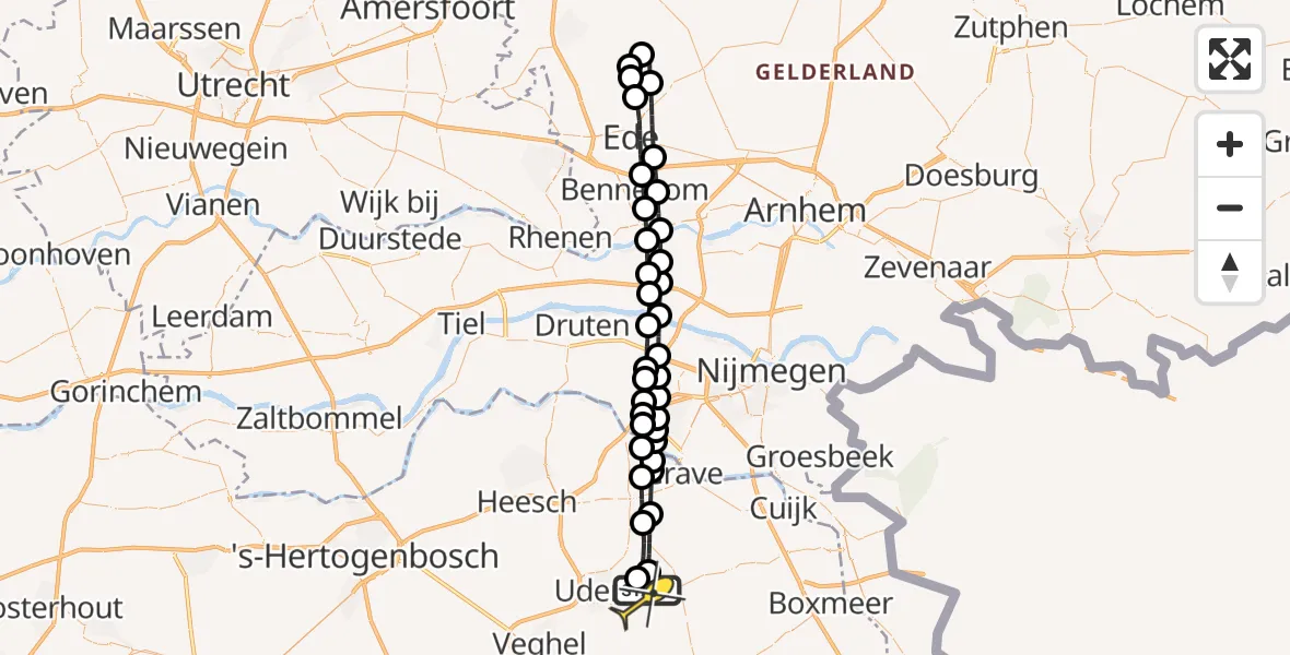 Routekaart van de vlucht: Lifeliner 3 naar Vliegbasis Volkel, Trentse Bossen