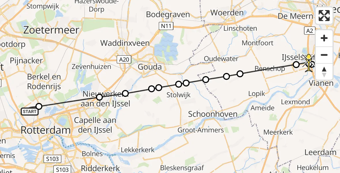 Routekaart van de vlucht: Lifeliner 2 naar IJsselstein, Bovendijk