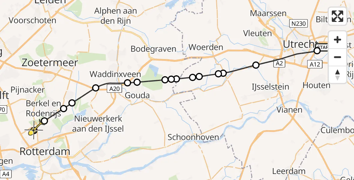 Routekaart van de vlucht: Lifeliner 2 naar Rotterdam, Hoofddijk
