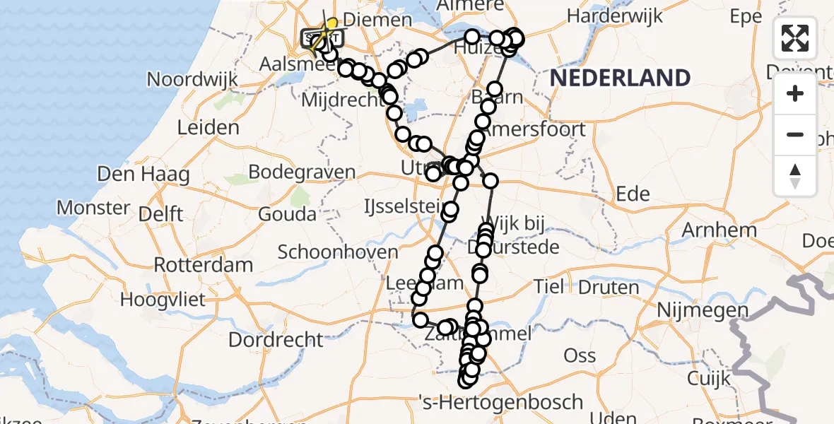 Routekaart van de vlucht: Politieheli naar Schiphol, Albert van Dalsumlaan