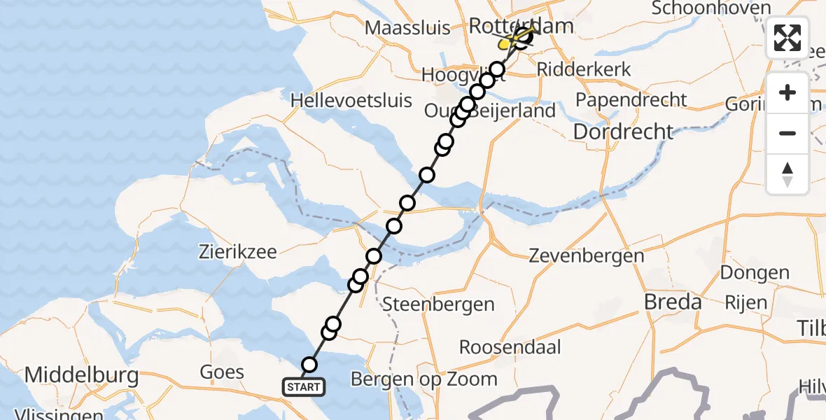 Routekaart van de vlucht: Lifeliner 3 naar Erasmus MC, Bosburg