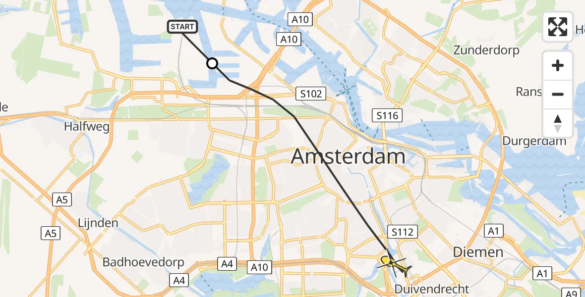 Routekaart van de vlucht: Lifeliner 1 naar Amsterdam, Bosporushaven