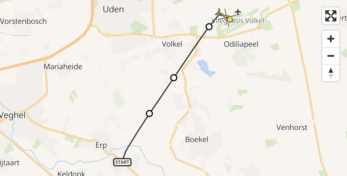 Routekaart van de vlucht: Lifeliner 3 naar Vliegbasis Volkel, Berkensteeg