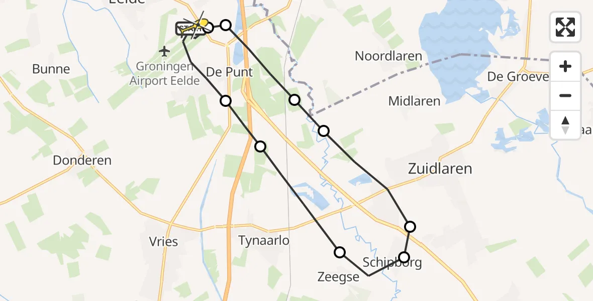 Routekaart van de vlucht: Lifeliner 4 naar Groningen Airport Eelde, Vissersweg