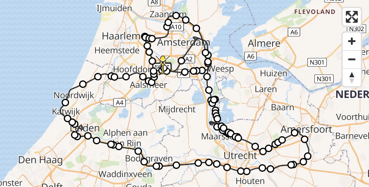 Routekaart van de vlucht: Politieheli naar Schiphol, Van Weerden-Poelmanweg