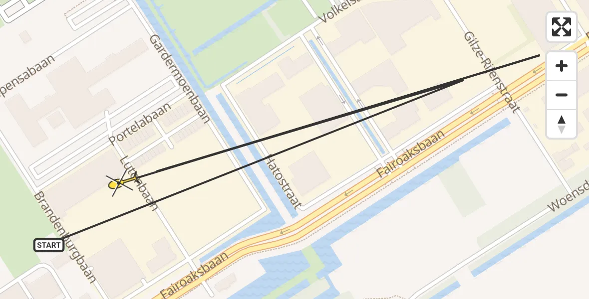 Routekaart van de vlucht: Lifeliner 2 naar Rotterdam The Hague Airport, Kranebittenbaan