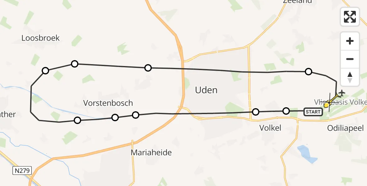 Routekaart van de vlucht: Lifeliner 3 naar Vliegbasis Volkel, Venstraat