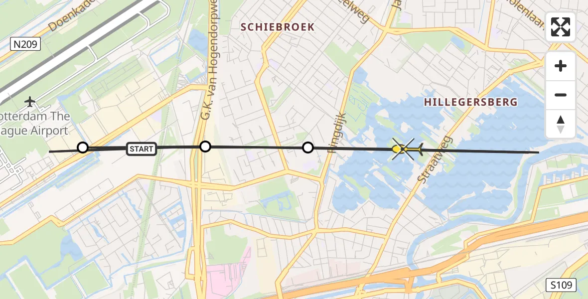 Routekaart van de vlucht: Lifeliner 2 naar Rotterdam, Brandenburgbaan