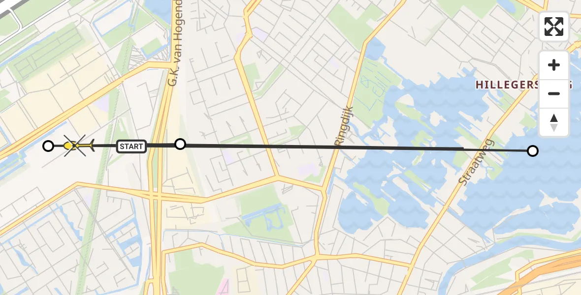 Routekaart van de vlucht: Lifeliner 2 naar Rotterdam The Hague Airport, Bergsche Voorplas