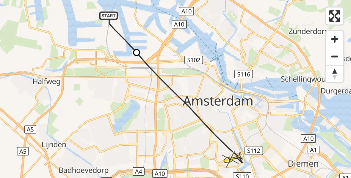 Routekaart van de vlucht: Lifeliner 1 naar Amsterdam, Bosporushaven