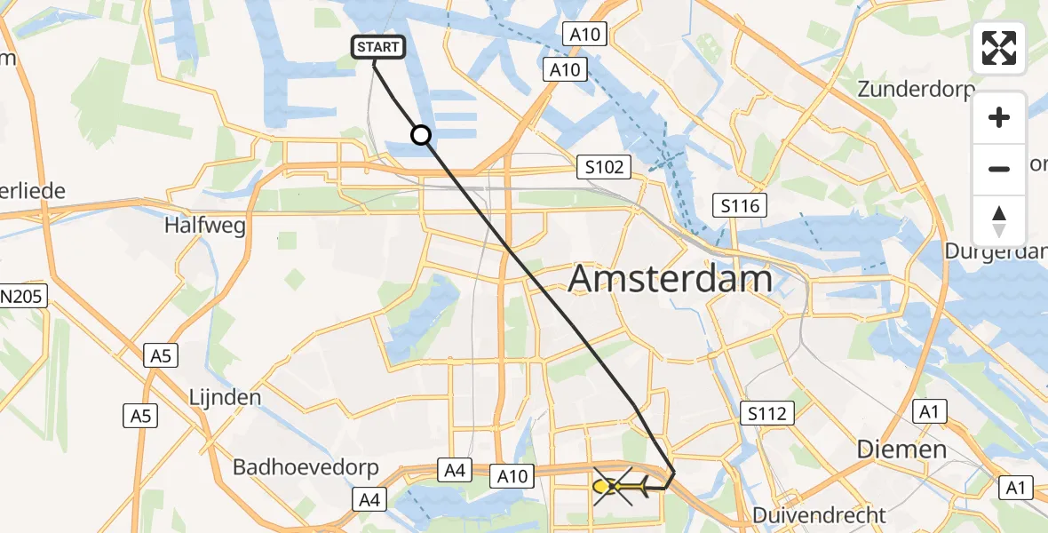 Routekaart van de vlucht: Lifeliner 1 naar Amsterdam, Maltaweg