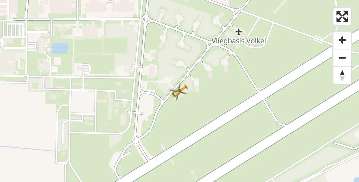 Vluchtroute Traumahelikopter van Vliegbasis Volkel naar Vliegbasis Volkel