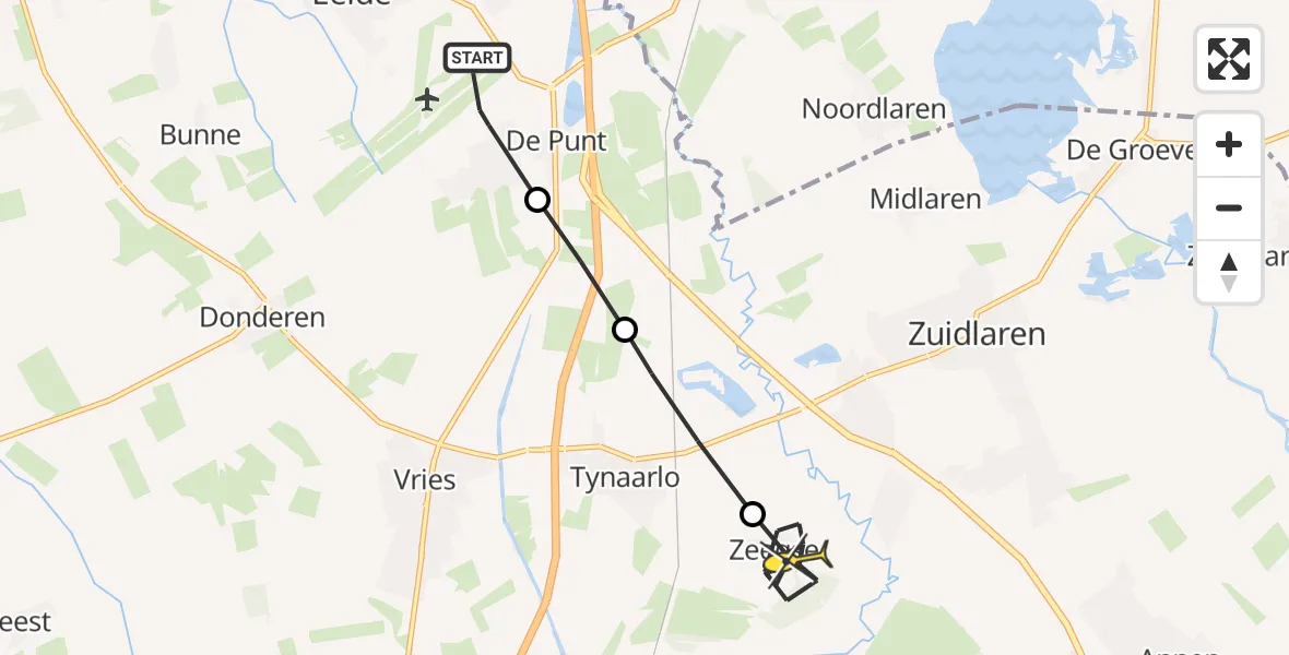 Routekaart van de vlucht: Lifeliner 4 naar Zeegse, Kampstukkenweg