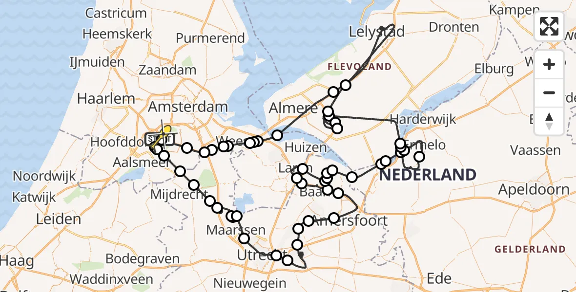 Routekaart van de vlucht: Politieheli naar Schiphol, Westerkimweg