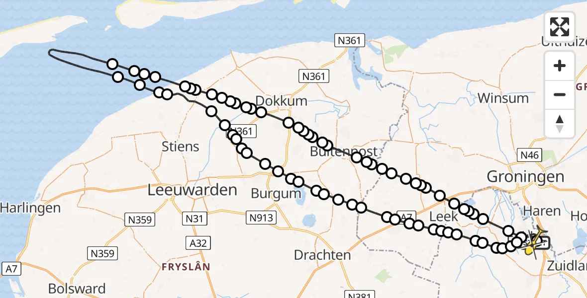 Routekaart van de vlucht: Lifeliner 4 naar Groningen Airport Eelde, Hoofdweg