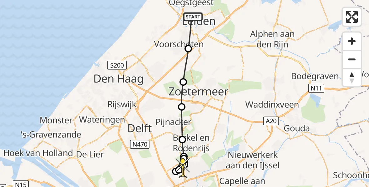 Routekaart van de vlucht: Lifeliner 2 naar Rotterdam The Hague Airport, Ter Haarplein