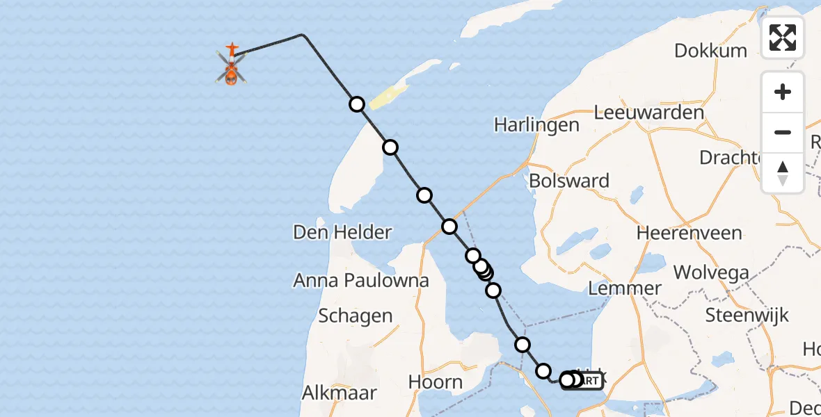 Vluchtroute Kustwachthelikopter Urk - , 05 juni 2024, 17:10