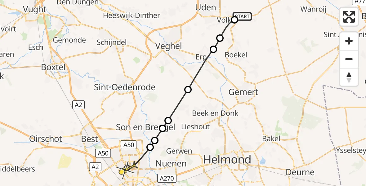 Routekaart van de vlucht: Lifeliner 3 naar Eindhoven, Wilgenstraat