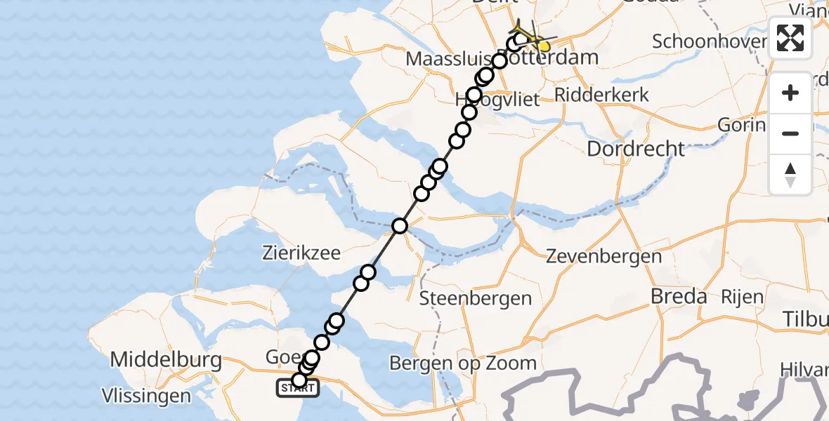 Routekaart van de vlucht: Lifeliner 2 naar Rotterdam The Hague Airport, Daniëlsweg