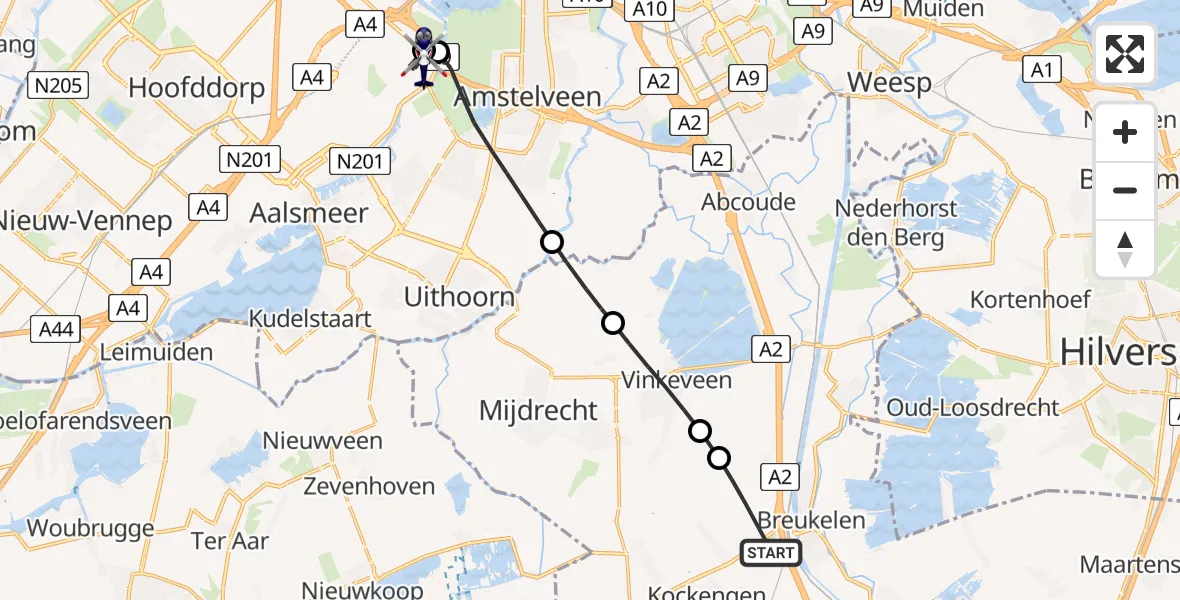 Vluchtroute Politiehelikopter Breukelen - Schiphol, 06 juni 2024, 00:27