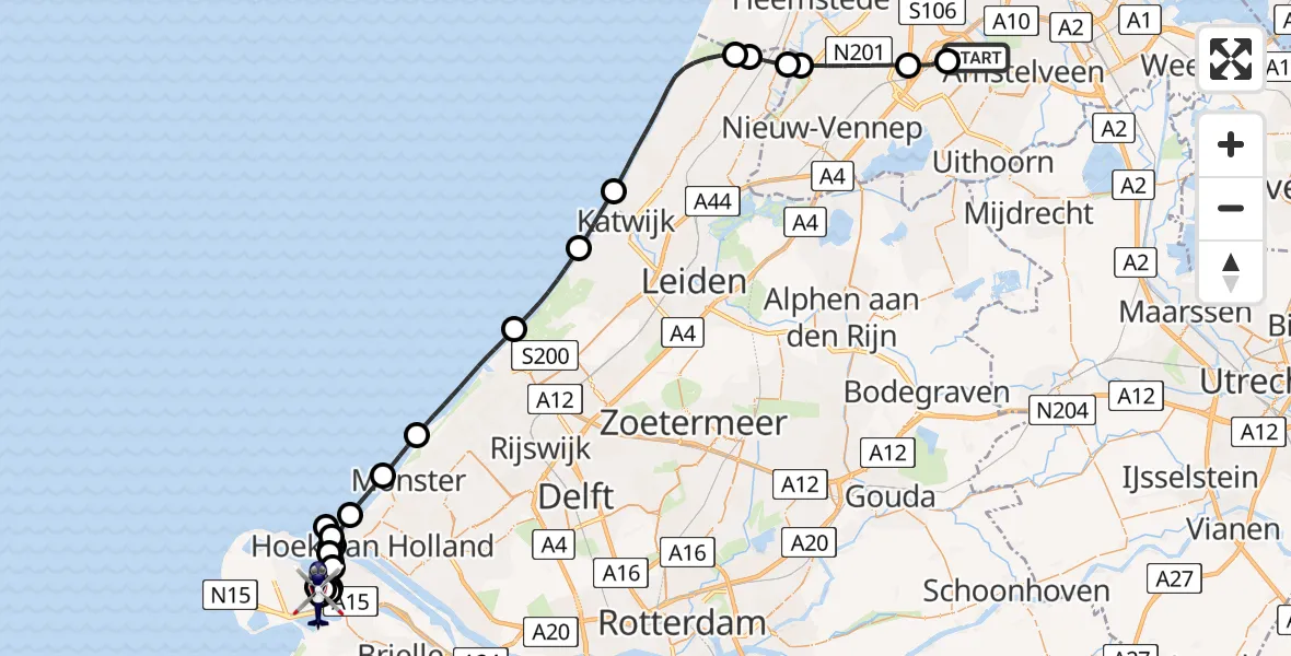 Vluchtroute Politiehelikopter Schiphol - Maasvlakte, 06 juni 2024, 06:56