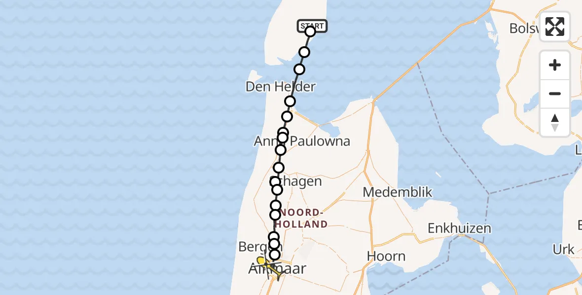 Routekaart van de vlucht: Ambulanceheli naar Alkmaar, Kollek