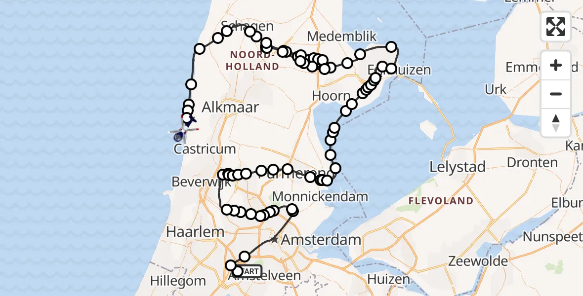 Vluchtroute Politiehelikopter Schiphol - Egmond-Binnen, 06 juni 2024, 07:44