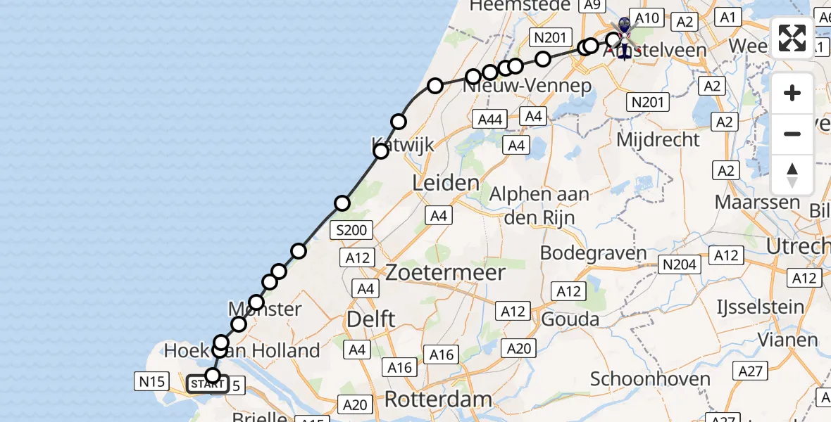 Vluchtroute Politiehelikopter Maasvlakte - Schiphol, 06 juni 2024, 08:03