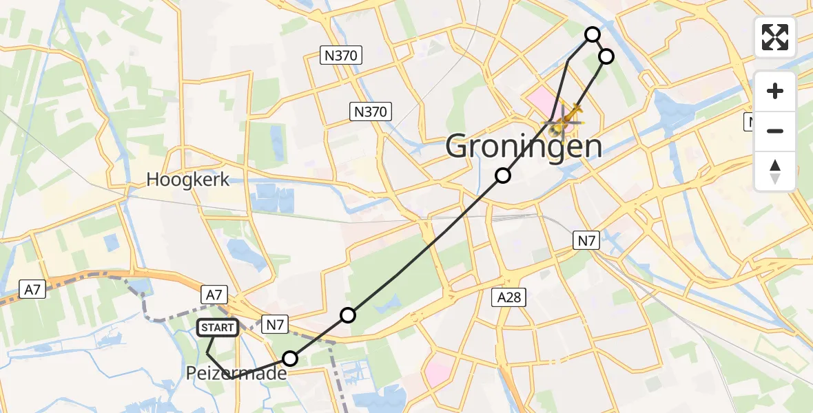Vluchtroute Traumahelikopter Peize - Universitair Medisch Centrum Groningen, 06 juni 2024, 08:06