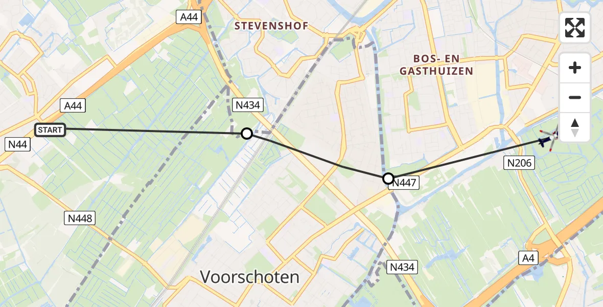 Vluchtroute Politiehelikopter Wassenaar - Leiden, 06 juni 2024, 08:08