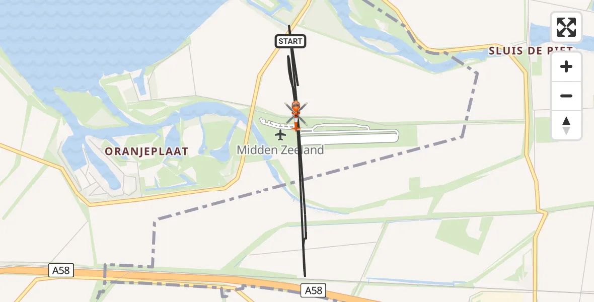 Vluchtroute Kustwachthelikopter Vliegveld Midden-Zeeland - Vliegveld Midden-Zeeland, 06 juni 2024, 08:33