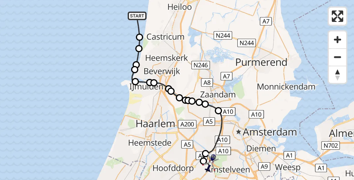 Vluchtroute Politiehelikopter  - Schiphol, 06 juni 2024, 09:01