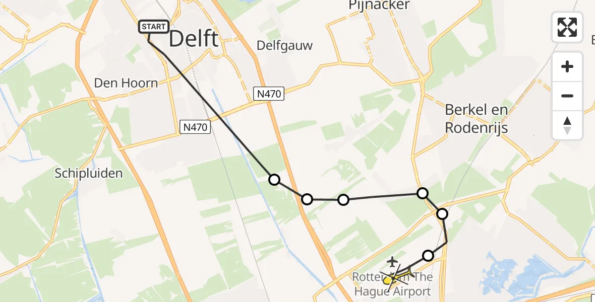 Routekaart van de vlucht: Lifeliner 2 naar Rotterdam The Hague Airport, Jacob Gilleshof