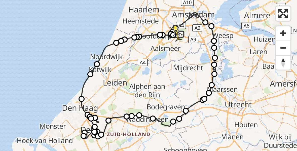 Routekaart van de vlucht: Politieheli naar Schiphol, Thermiekstraat