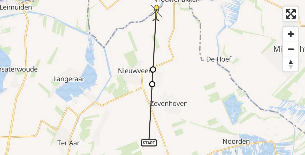 Routekaart van de vlucht: Politieheli naar Nieuwveen, Tochtpad